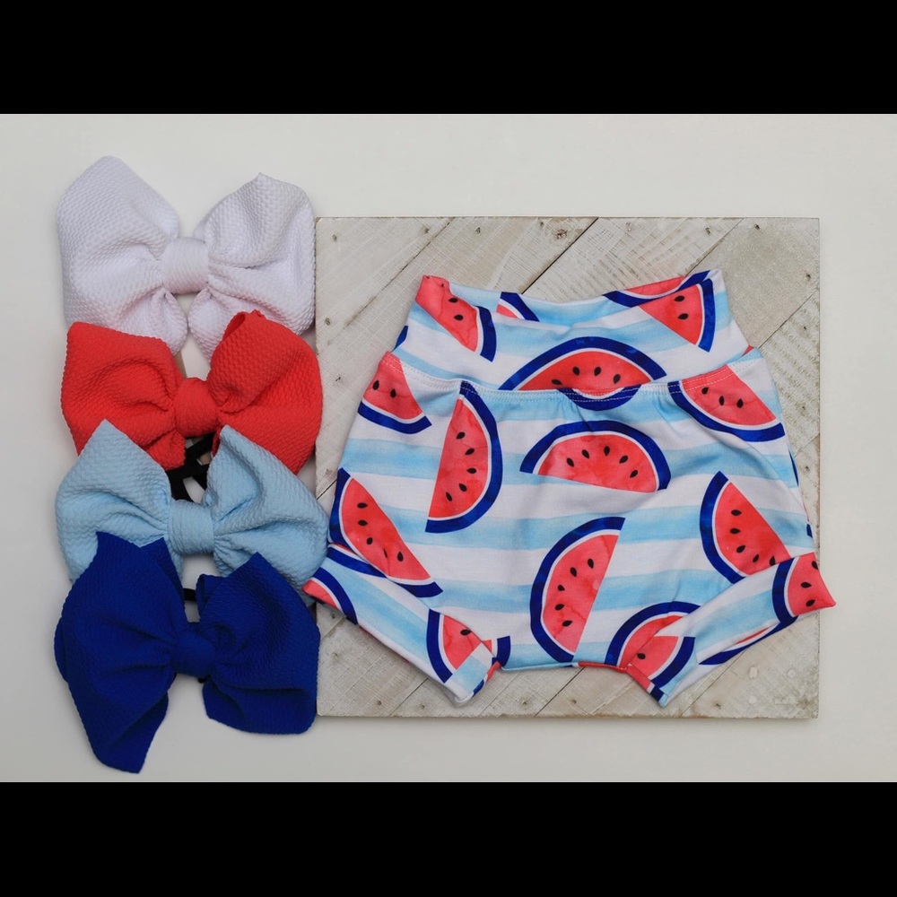 Little Lopers Watermelon watercolor shorties